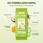 PawSono Hypoallergenic Pet Wipes for Dogs, Cats & Small Animals, 400 Coun