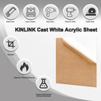 KINLINK 12x16 Plexiglass Sheets 1/8 inch Thick - 3mm White Cast Acrylic Sheet, Plastic Board Polycarbonate Sheet for DIY Project, Craft, Table Top, Acrylic Sign and Wedding Invitation 2 Pack