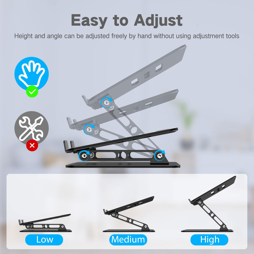 Gogoonike Adjustable Laptop Stand for Desk, Metal Laptop Riser Holder