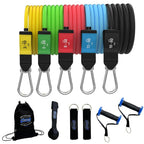 Bodylastics PRO Series Resistance Band Set - 5 Bands, Handles, Ankle Straps, Door Anchor, Carry Bag - Patented Clips and Snap Reduction Tech (3-190 Lbs Max Resistance)