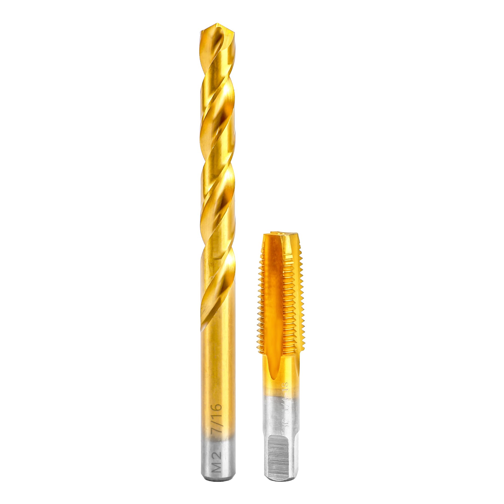RURITKIT 1/4-18 NPT Pipe Tap and 7/16" Drill Set,M2 HSS Hand Threading Plumbing Tap Set for Plumbers Mechanics DIY Thread Cutting Tools