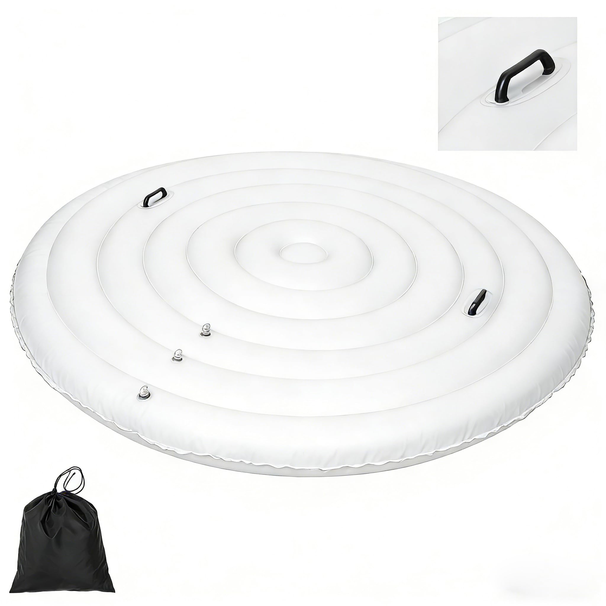 Inflatable Hot Tub Cover Round Replacement All Saluspa Intex Spa Covers Insert One Size Fits All Insulated Thermal Energy Saving Hot Tub Lid Replacement Used for Rain-Proof Snow-Proof （with Handle）