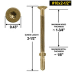 FMhotu #10 x 2-1/2" Trailer Deck Screws, Self-Tapping Sheet Wood Metal Screw, 576Pcs T25 Star Bits Reamer Tek Screws for Trailers, for Attaching Wood to Steel