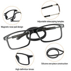 Ouolipraa Magnetic Reading Glasses for Men and Women Neck Hanging Blue Light Blocking Computer Readers Anti Glare Eyeglasses UV400 Protection Rectangular Frames Eyewear Lightweight Foldable Black 2.0