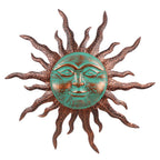 VEWOGARDEN Sun Outdoor Wall Decor, 30" Waterproof Large Metal Wall Art for Home Outside Patio Garden Fence Decorations, Brown & Green