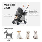 TerraPede 10lbs Ultra-Lightweight Pet Stroller - Compact Folding Umbrella Stroller with Durable Shoulder Strap, 3-Compartment Organizer & Cup Holder - Portable Dog Cat Travel Carriage, Dark Gray