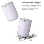 EKO Fandy 0.4 Gal/1.5L Mini Tabletop Trash Bin with Swing-Lid, Desktop Trash Can for Bathroom Countertop, Vanity, Coffee or Office, Small Garbage Bin (Lavender)