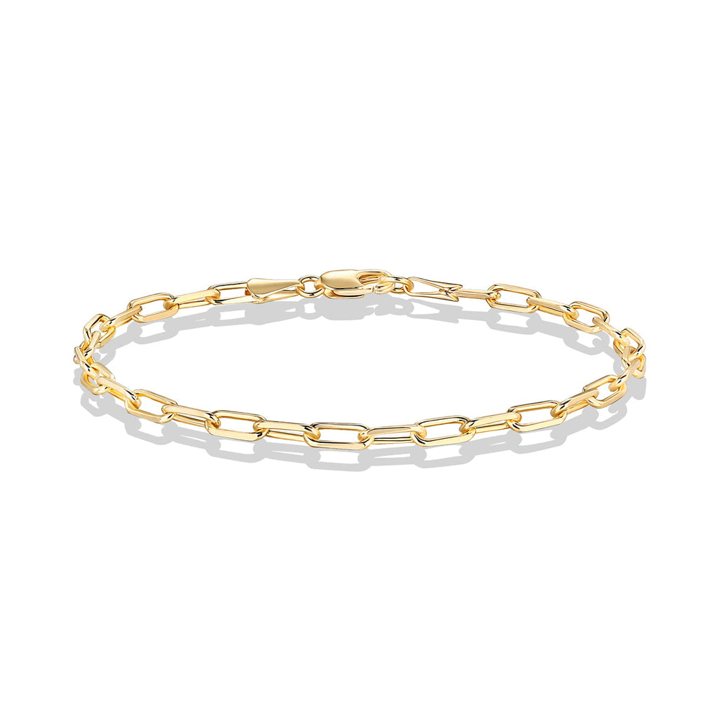PAVOI Paperclip Adjustable Chain Bracelet, 14K Gold Plated, Yellow Gold