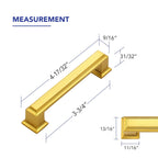 Ravinte Hardware 10 Pack Brushed Brass Cabinet Pulls, 3-3/4 Inch (96mm) Hole Center Zinc Alloy Drawer Handles for Kitchen Cabinets, Cupboards, Dressers, Square Solid Metal Hardware
