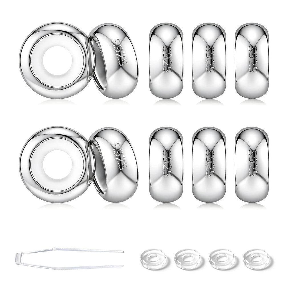 GW Stopper Charms 925 Sterling Silver for Bracelets 3mm for Women (10pcs)