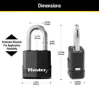 Master Lock Black Key Lock, Heavy Duty Weather Resistant Padlock with Cover, Keyed Alike Padlocks for Outdoor Use, 4 Pack, M115XQLF