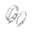 MILACOLATO 2Pcs S925 Sterling Silver Heart Matching Rings for Couples
