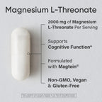 Sports Research® Magnesium L-Threonate Capsules 2000mg - High-Absorption Magtein® for Enhanced Brain Health, Memory, Focus & Restful Sleep Support - Vegan · Non-GMO · Gluten Free - 90 Count