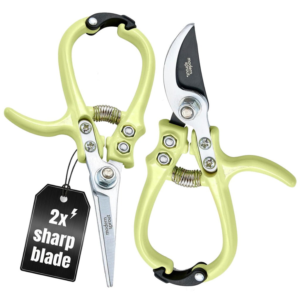 Modern Sprout Hand Pruners+Shears Set w/Blister -Gardening Tools-Chartreuse
