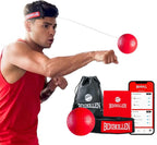 Boxbollen® Boxing Reflex Ball - Celebrity-Endorsed Home Workout Game - App-Connected Punch Counter - Hand Eye Coordination Training Ball - Christmas Gift for Boxers, All Ages - Stocking Stuffer - Red