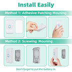 Wireless Doorbell with 2 Receivers IP66 Waterproof 1000ft Range Door Bell for Classroom Teachers with 66 Ringtones 7 Levels Volume 115dB and LED Flash Memory Function Doorbell Chime for Home Playhouse