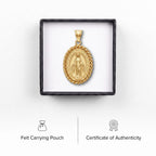 Cross+Crown Premium 14K Yellow Gold Virgin Mary Miraculous Medal for Women & Men, Durable Double-Bonded 14K Yellow Gold Virgin Mary Pendant for Necklace, Women & Mens Gold Virgin Mary Medal, Handcrafted Religious Jewelry in the USA