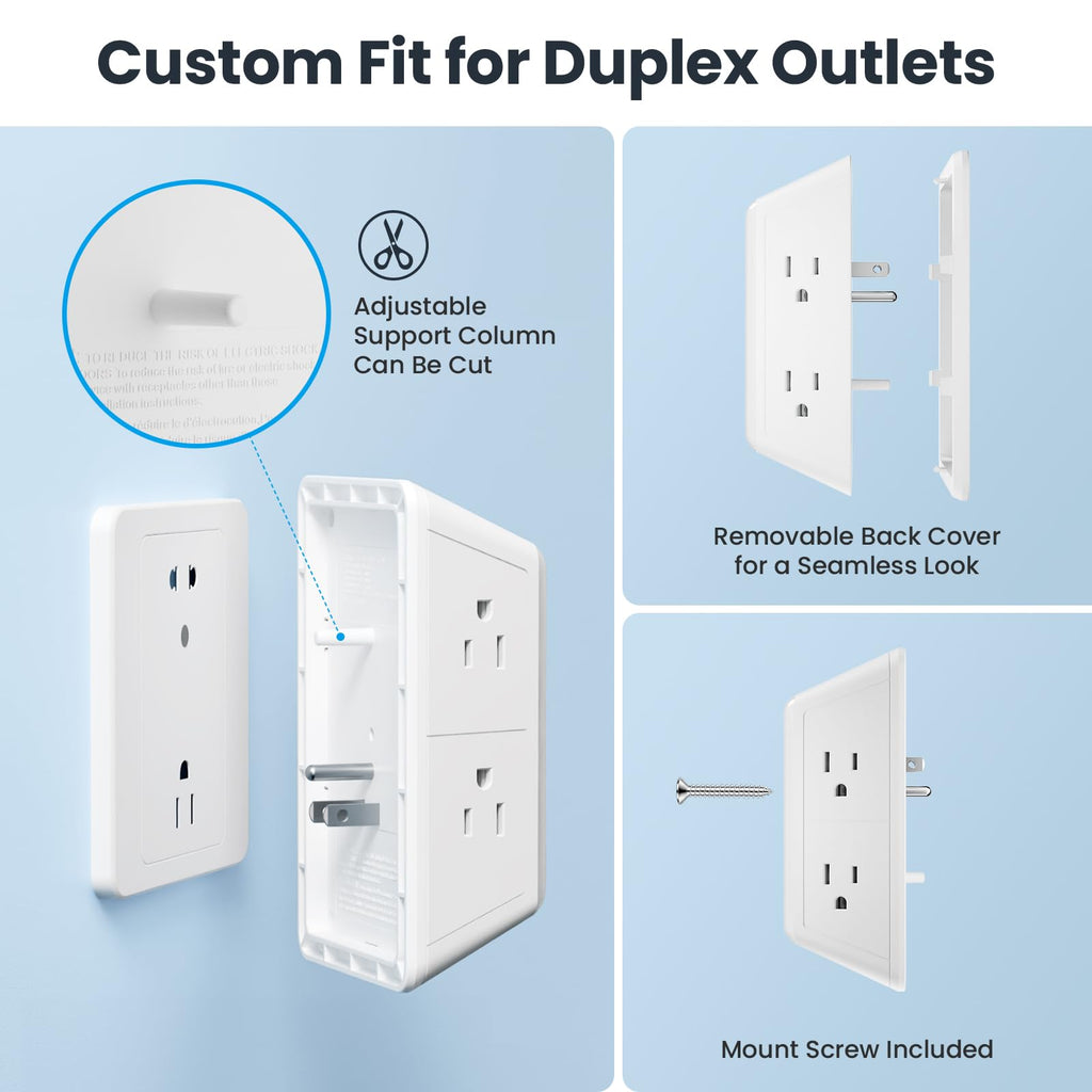 Multi Plug Outlet Surge Protector - POWSAF 5 Outlet Extender with 4 USB Ports(2 USB-C Fast Ports) and Night Light, 3-Sided Power Strip with Adapter Spaced Outlets - ETL, White