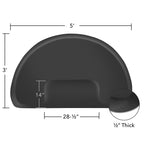 Saloniture 3 ft. x 5 ft. Barber & Salon Floor Mat for Square Chair Base - 1/2 in. Thick Black Semi-Circle Anti-Fatigue Stylist Station Mat
