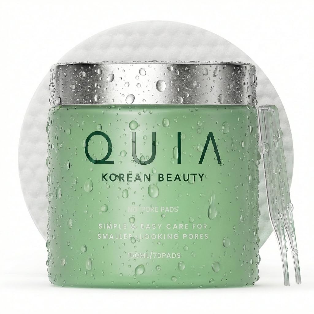 QUIA Toner Pads – AHA/BHA Dual-Action Exfoliate and Hydrate All in One – Soothing Formula for Sensitive Skin – Reduces Blackheads and Blemishes- 70 Gentle Textured Pads – Korean Skincare