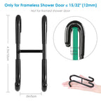 Simtive Shower Door Hooks (3-Pack), Towel Hooks for Bathroom Frameless Glass Door, Shower Squeegee Hooks, Black
