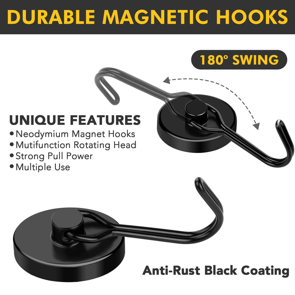 MIKEDE Magnetic Hooks Heavy Duty 40LB+ Swivel Swing Strong Magnet Hook