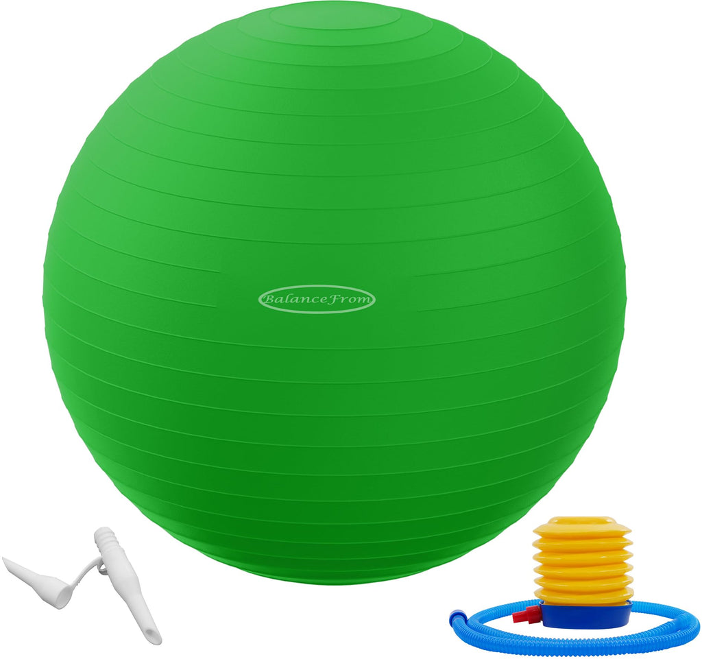 Fitvids Anti-Burst Slip Resistant Exercise Ball - 2,000-Pound Capacity, Green, 22-inch