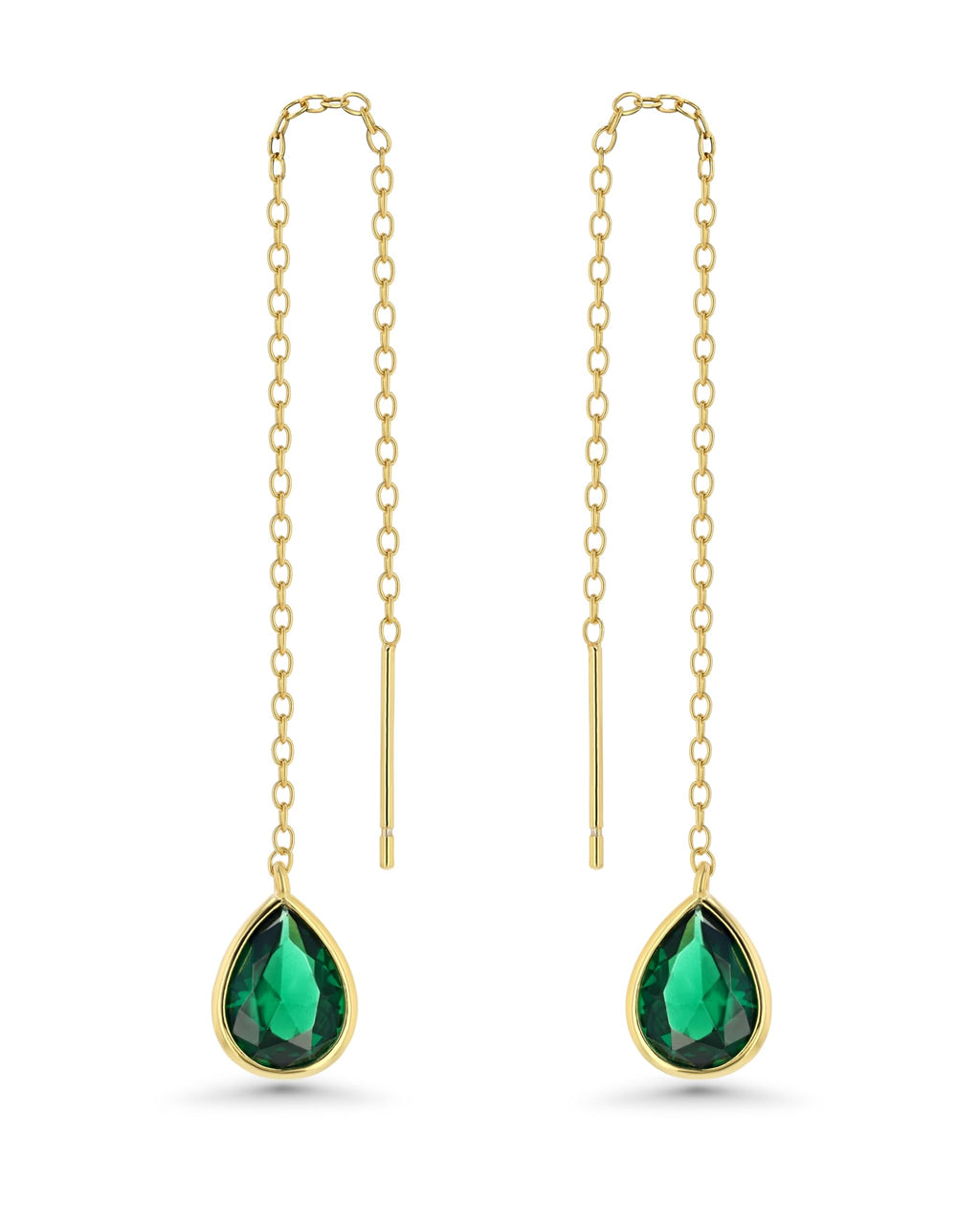SNGIA Gold Dangle Earring with Emerald, 18K Gold Plated, Lightweight, Hypoallergenic, Long Chain Earrings for Women, Fashion Statement
