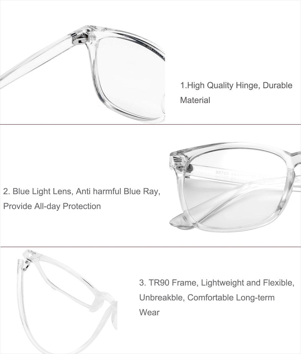 Hycredi Kids Blue Light Blocking Glasses，Anti Eyestrain & UV Protection, Computer Gaming TV Phone Glasses for Boys Girls-(Clear Pink+Clear+Leopard)