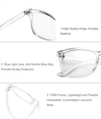 Hycredi Kids Blue Light Blocking Glasses，Anti Eyestrain & UV Protection, Computer Gaming TV Phone Glasses for Boys Girls-(Clear Pink+Clear+Leopard)