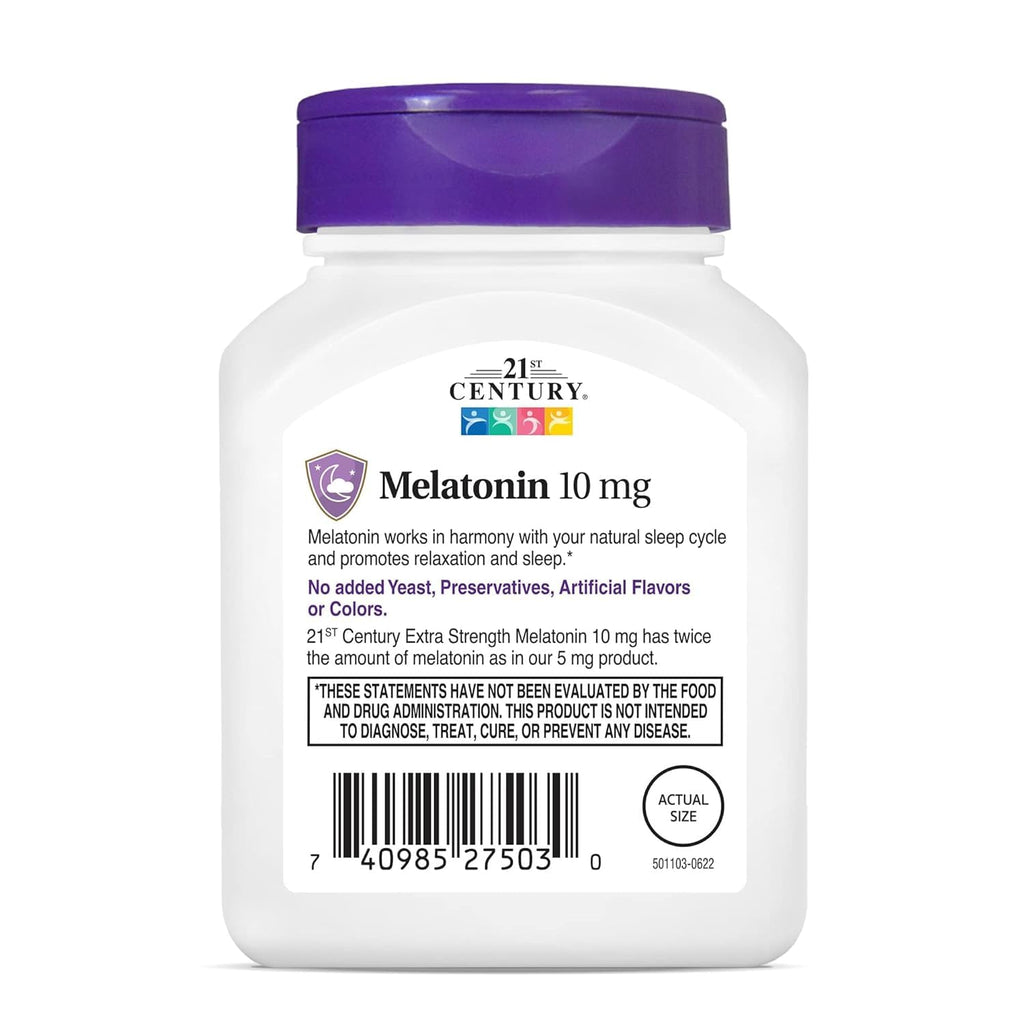21st Century, Melatonin Quick Dissolve Tablets 10 mg, White, Cherry, 120 Count (Pack of 2)