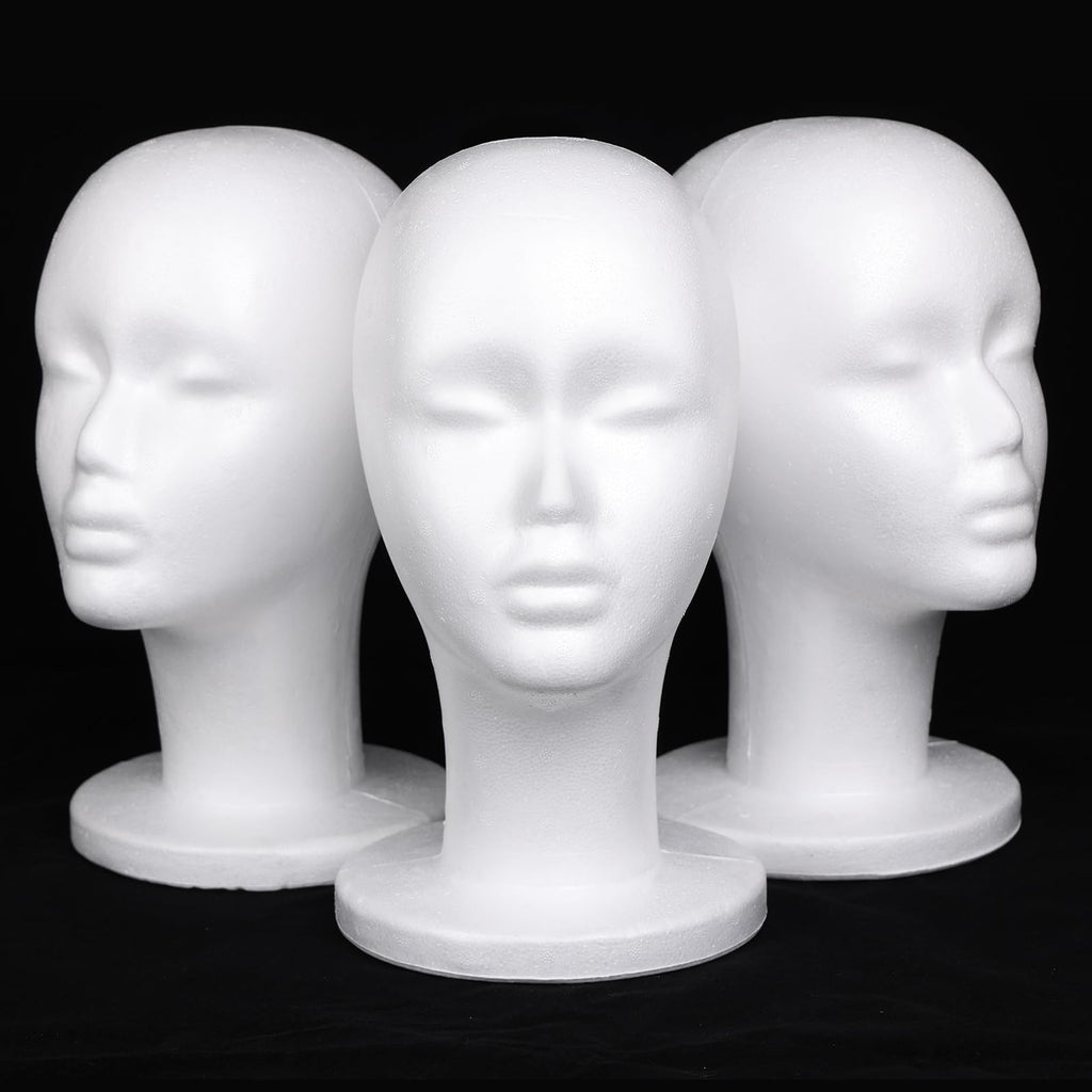 Leeven Styrofoam Wig Heads Foam Mannequin Head Stand for Wigs 3 Packs