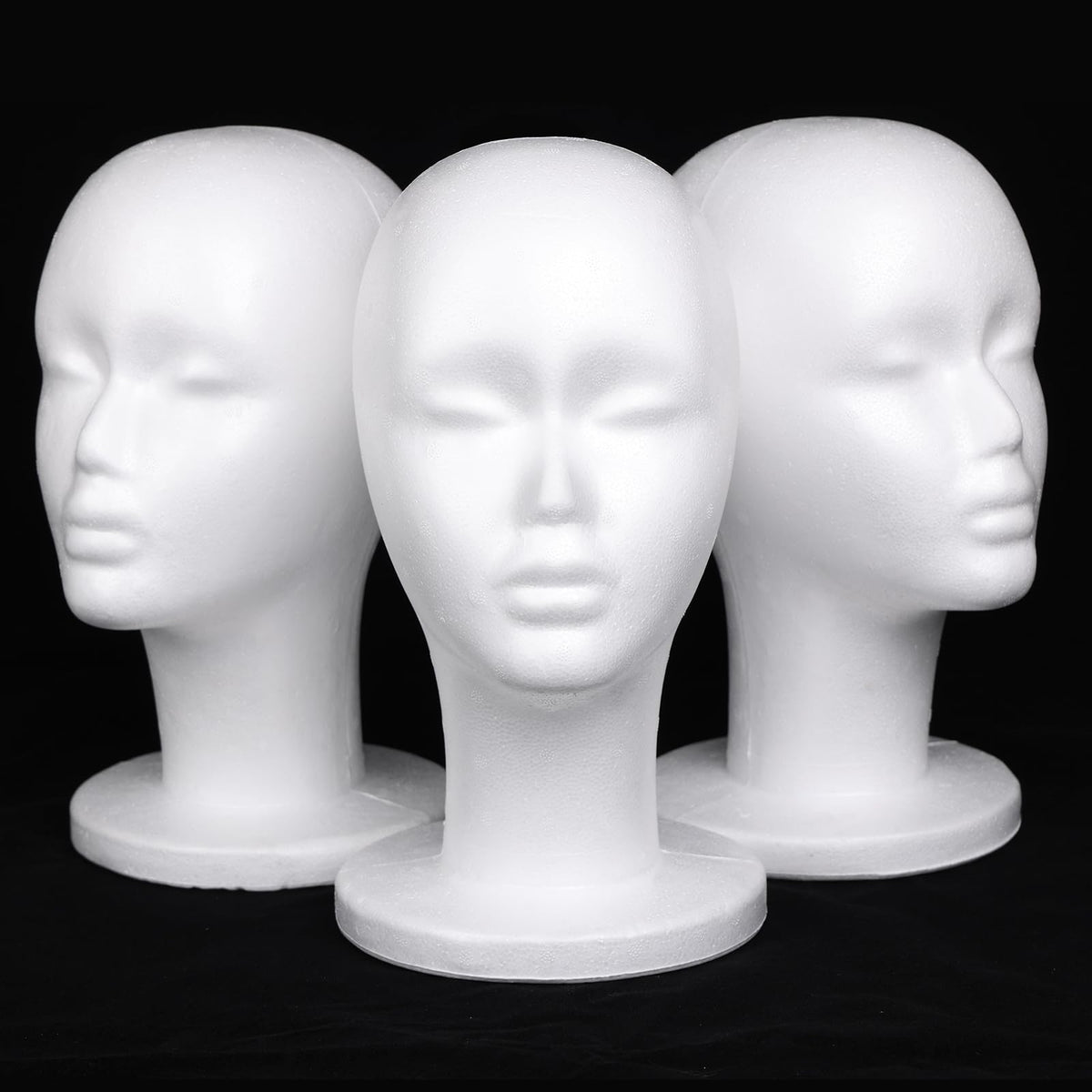 Leeven Styrofoam Wig Heads Foam Mannequin Head Stand for Wigs 3 Packs