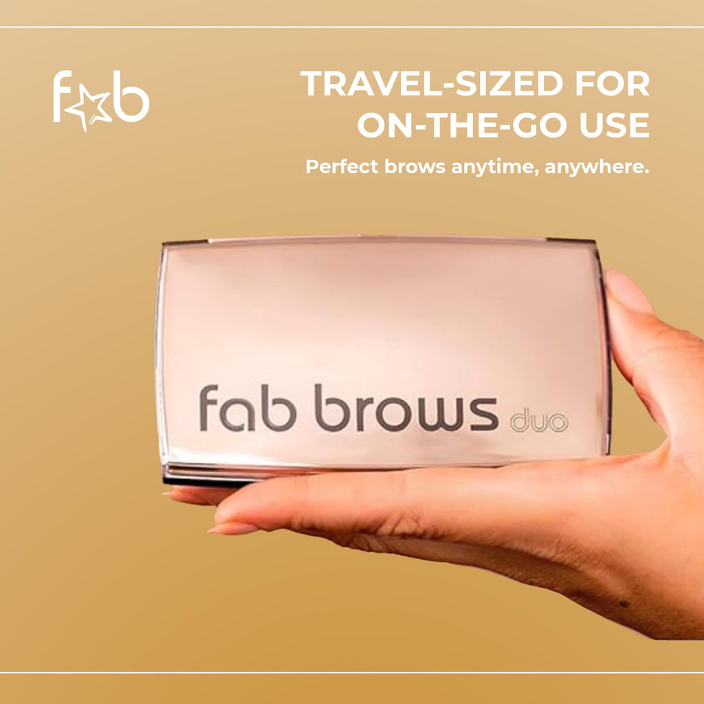 Fab Brows Duo Eyebrow Kit, Ultimate Brow Stencil Kit with Compact Powder Mirror and Eyebrow Shaper, Waterproof Eyebrow Makeup Kit Contour Palette, Eyebrow Cosmetics, (Slate/Black)