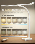 ONEMIX 42" LED Desk Lamp for Home Office, Eye-Caring Desk Light with Adjustable 4-Segment Bar, 1800LM Bright, Remote, Architect Table Lamp with Base for Dual Monitors, Reading, Study, Workbench(White)