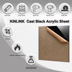 KINLINK 18x24 Plexiglass Sheets 1/8 inch Thick - 3mm Black Cast Acrylic Sheet, Plastic Board Polycarbonate Sheet for DIY Project, Craft, Table Top, Acrylic Sign and Wedding Invitation 4 Pack