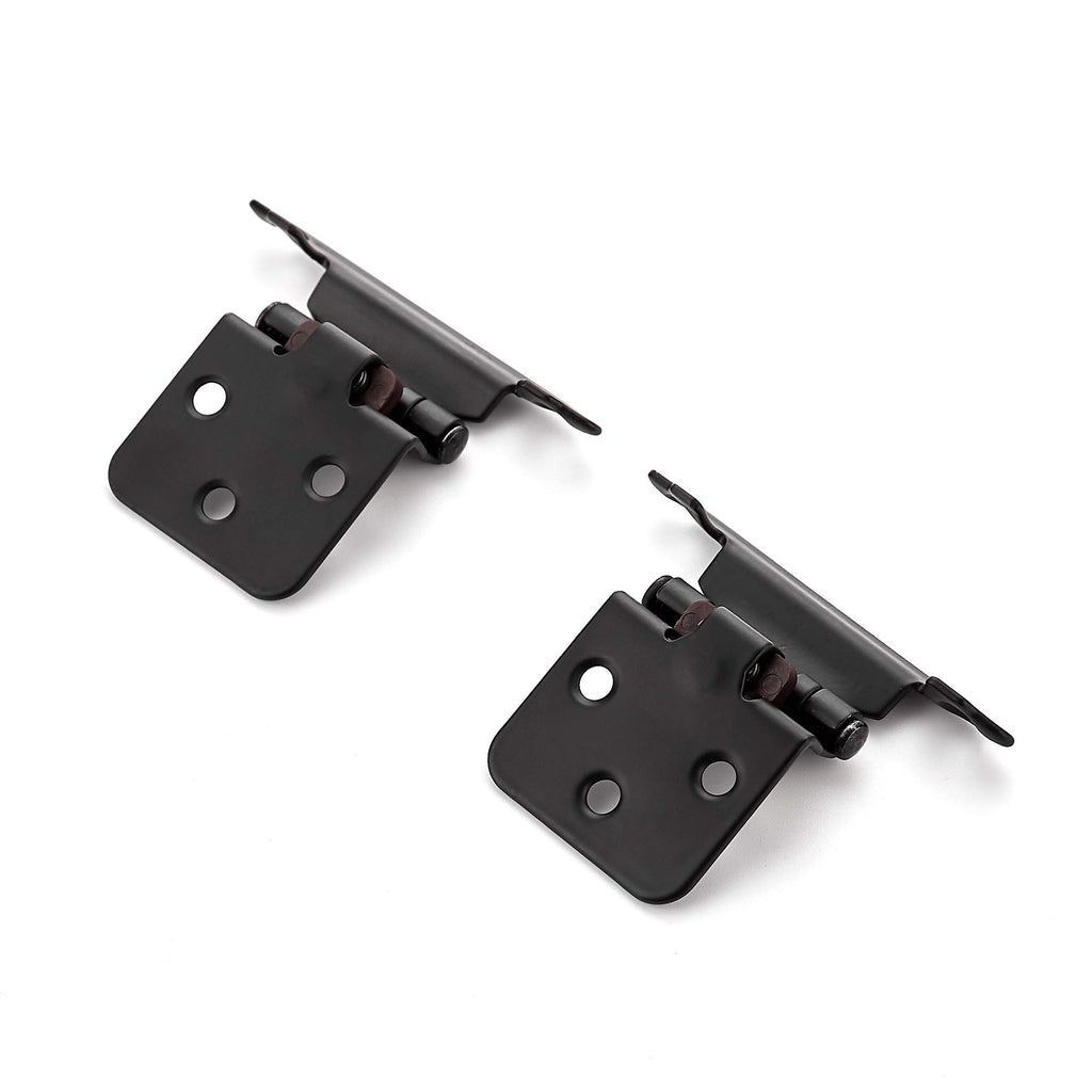 Ravinte 60 Pack (30 Pairs) 1/2" Overlay (Variable) Cabinet Hinges, Self-Closing Semi-Concealed Face Mount, Matte Black Decorative Hardware with Door Bumpers for Kitchen & Cupboard Doors