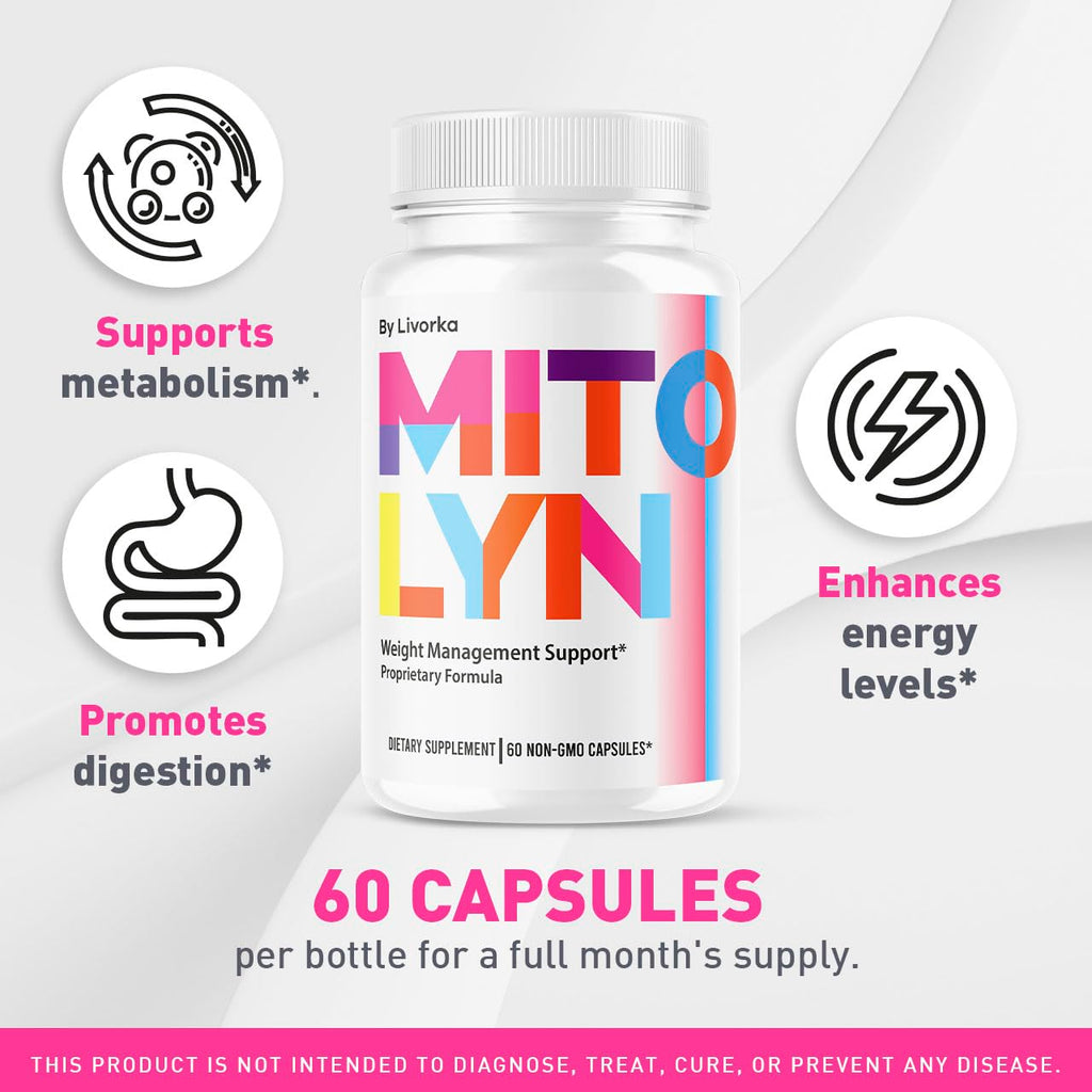 Mitolyn Pills - Official Mitolyn Weight Pills Advanced Supplement Support - Maximum Strength, Natural Mito Lyn Vitamins for Overall Health & Wellness Reviews, 60 Capsules for 1 Month
