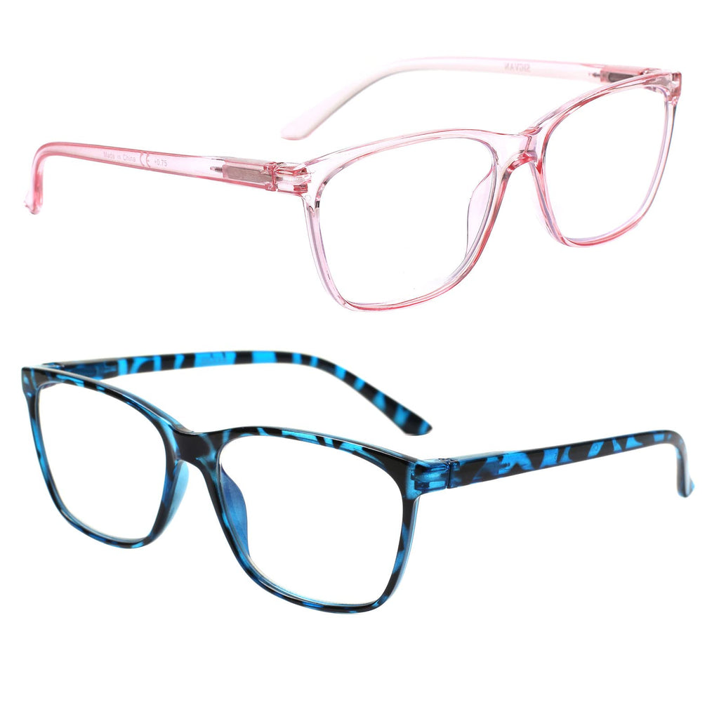 SIGVAN Ladies Reading Glasses Blue Light Blocking Spring Hinge Fashion Pattern Print Eyeglasses for Women (C5 Mix, 2.00, x)