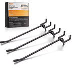 INCLY 60 Pack 6 Inch Black Pegboard Hooks, 1/4" Heavy Duty Peg Board Shelving Hooks Accessories, Peg Board Tool Hangers Only Fit 1/4" Pegboard Hanging Tools Garage, Craft Organizing, Kitchen, Store