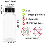 Moretoes 50pcs 8oz Juice Bottles, Plastic Bottles with Caps, Bulk Clear Beverage Containers for Juicing Drinking Milkshake Tea and Other Beverages