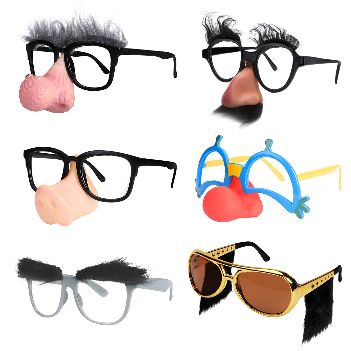Ocean Line Funny Disguise Glasses, 6 Pairs for Halloween Photo Booth Props