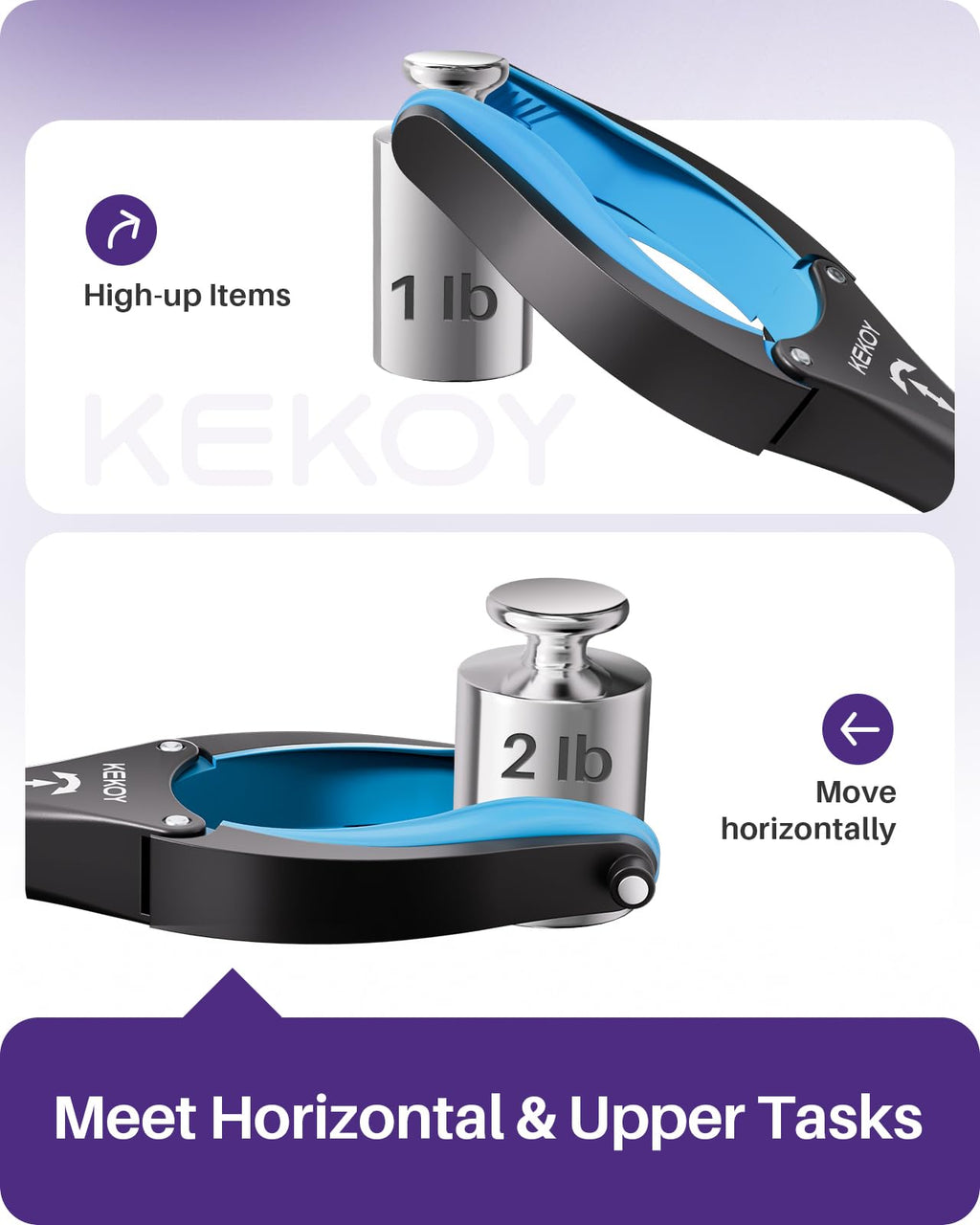 Kekoy 36 Inch Grabber Reacher Tool for Seniors 2 Pack, Foldable Reacher Grabbers Pickup Stick with Anti-Slip 360° Rotating Jaw, 4" Wide Extended Claw with Magnet for Disabled, After Surgery Recovery