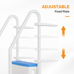 VINGLI Pool Ladder Heavy-Duty Safety Step for Above Ground Pools Stair Entry System with Handrails, White and Grey (White & Blue, 4 Steps)