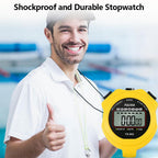 PULIVIA Sports Stopwatch Timer, Single Lap Split Digital Stop Watch for Sports Kids Coaches Swimming Running, Yellow