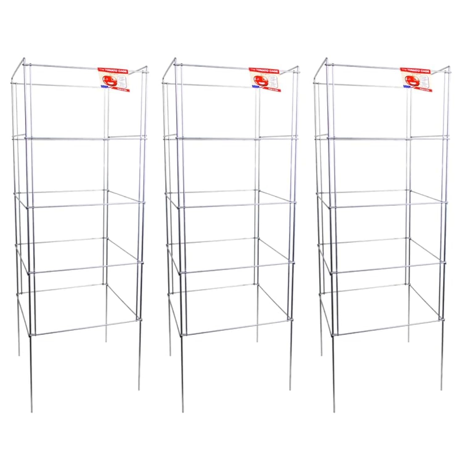 Cedar Ridge Square Foldable Tomato Cages - Heavy Duty Plant Support for Vegetable Garden, Vegetables, and Flowers - Stakes and Trellis for Climbing Plants - Made in The USA (13x40) - 3-Pack