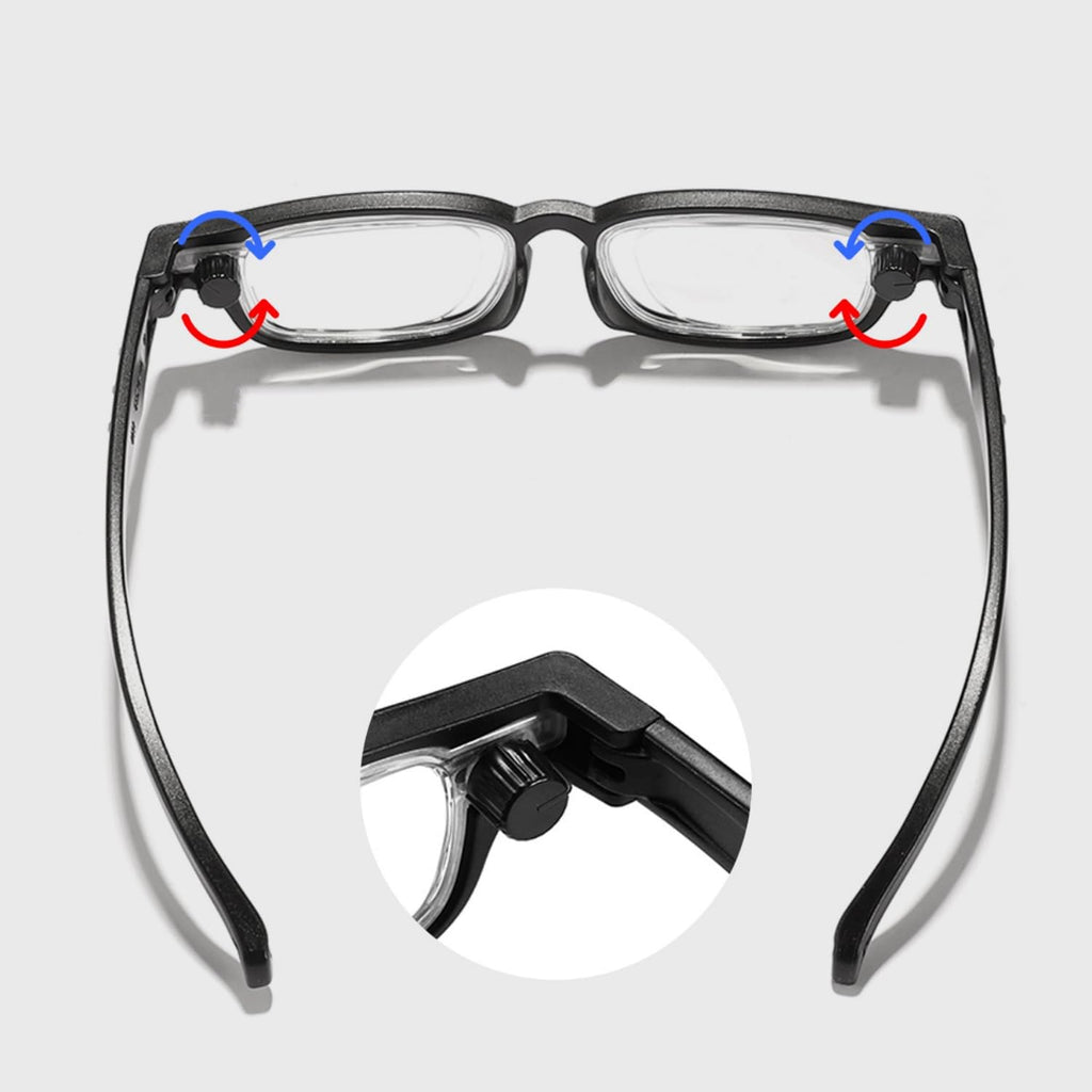 AOMAZE Adjustable Glasses Dial Vision Adjustable Focus Reading Glasses Anti Blue Light Eyeglasses for Men Women