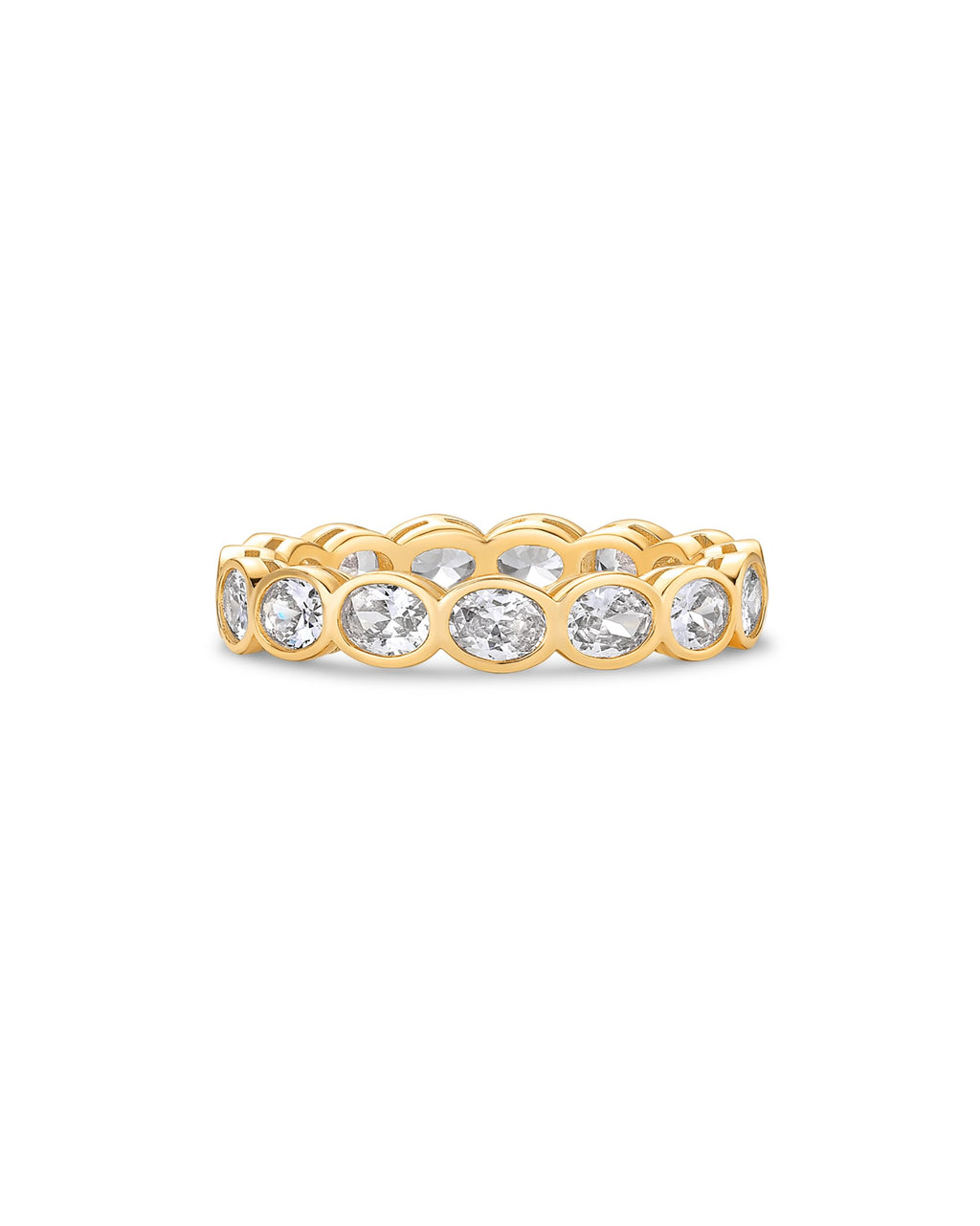 PAVOI 14K Yellow Gold Plated Oval Eternity Band for Women, Yellow Gold