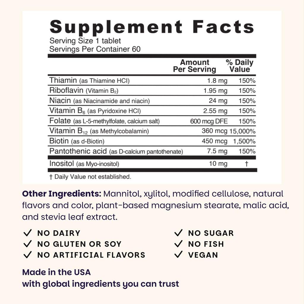 EZ Melts Dissolvable B-Complex - Vitamin B Complex - Provides Energy Metabolism & Heart Health Support - with Methylated B12 & Folate - Non-GMO & Vegan - Strawberry Swirl - 120 Tablets (120 Servings)