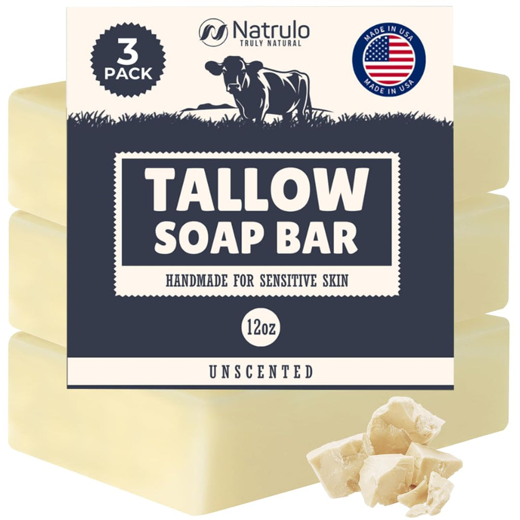 Natrulo Sebum Soap Di Res In Barra - Animal Sebum Soap Powered With All Natural Grass Without Fragrance - Moisturizing Bath Gel For Face And Body Ideal For Eczema Skin S